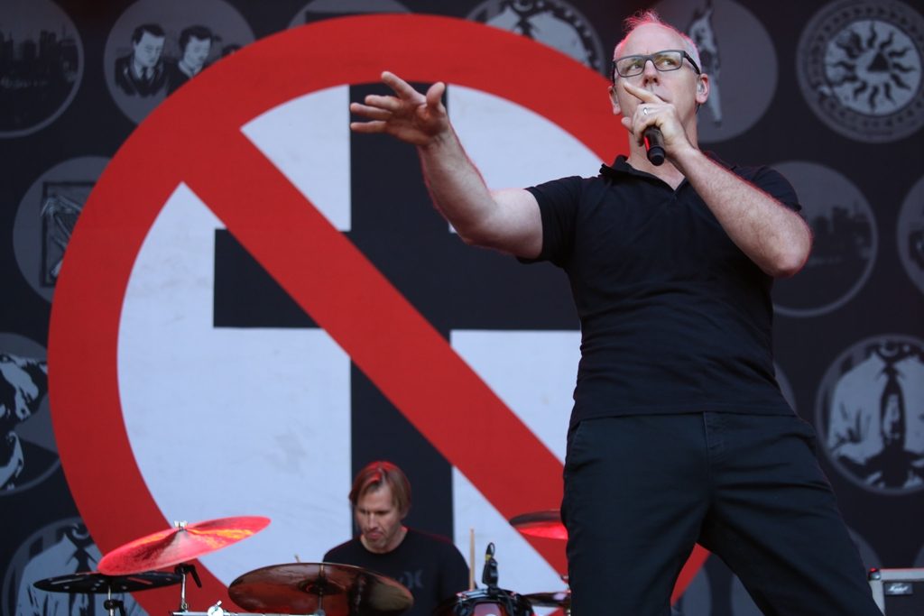 Aldrende punkere er kule. Bad Religion her representert ved Greg Graffin (50) og den noe yngre trommeslageren Brooks Wackerman (38). Foto: Erik Valebrokk